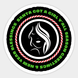 Santa Girl Christmas Peppermint Sticker